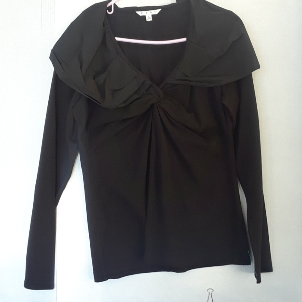 Cabi pull over shirt with sateen layover collar